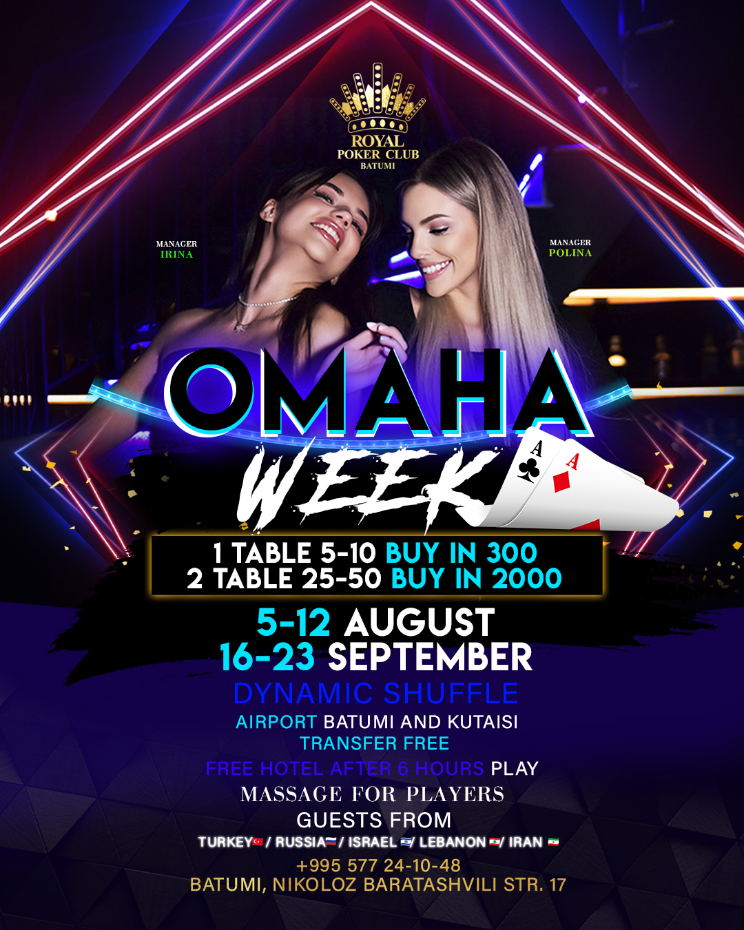 Omaha Week | Batumi, Royal Poker, 07-15 & 16-23 SEP 2024 |
