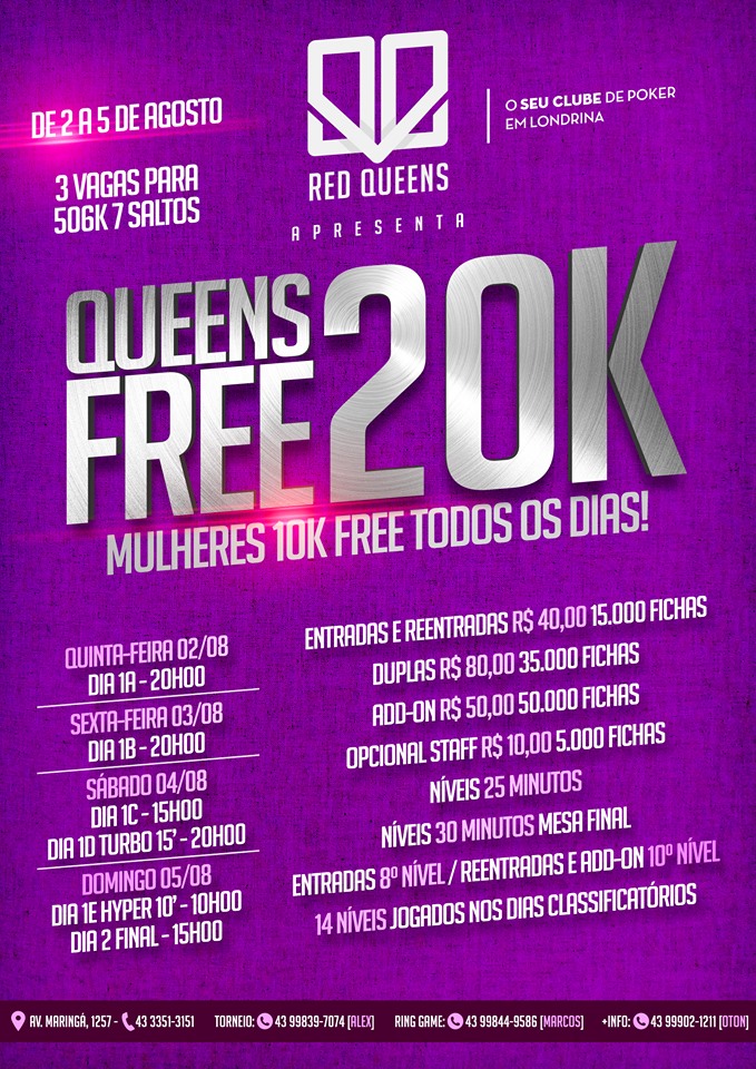 QUEENS FREE - DE 2 A 5 DE AGOSTO